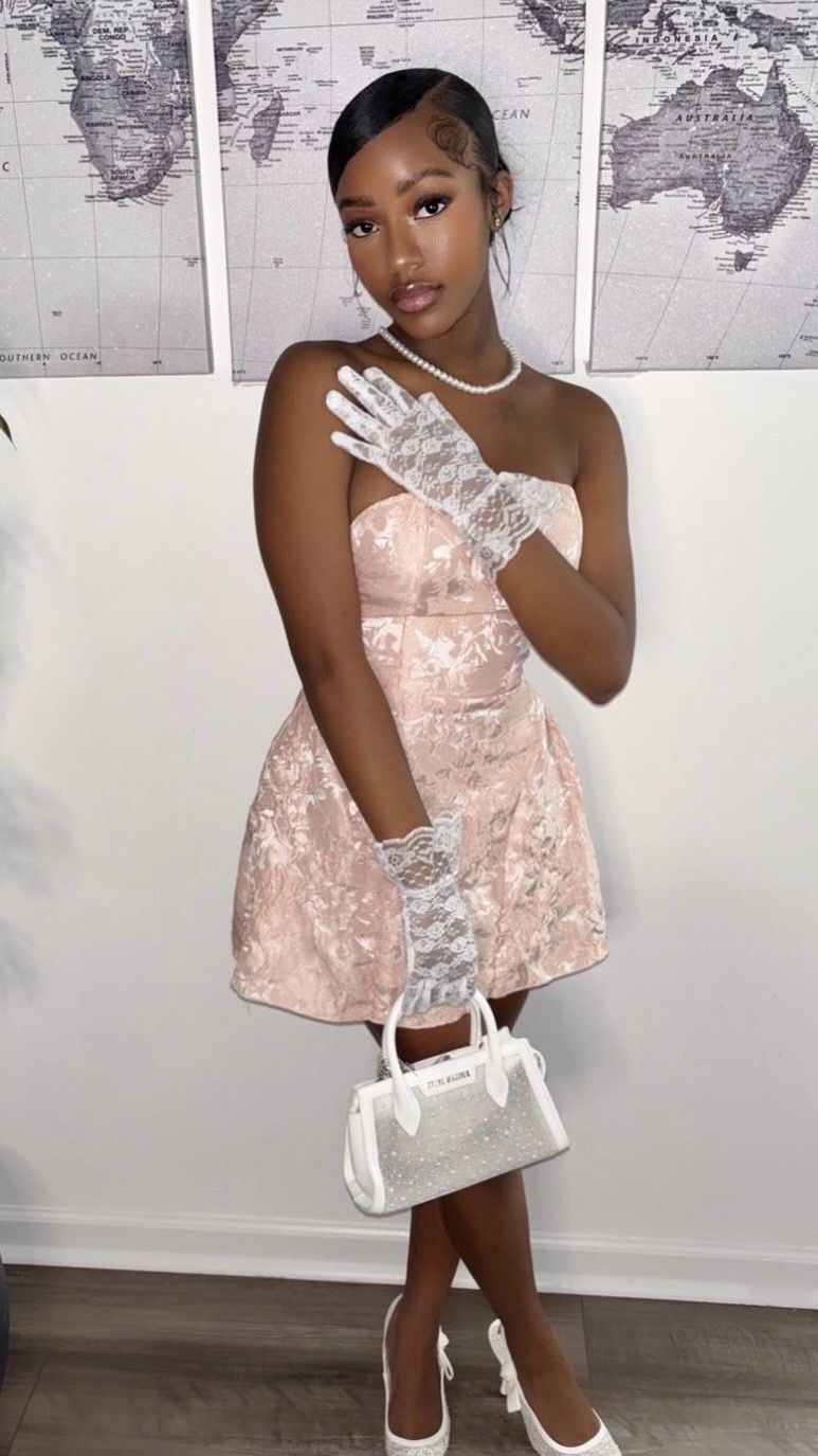 Classy A line Strapless Pink Satin For Black Girls For Teens Women Par – RubyFashionDress