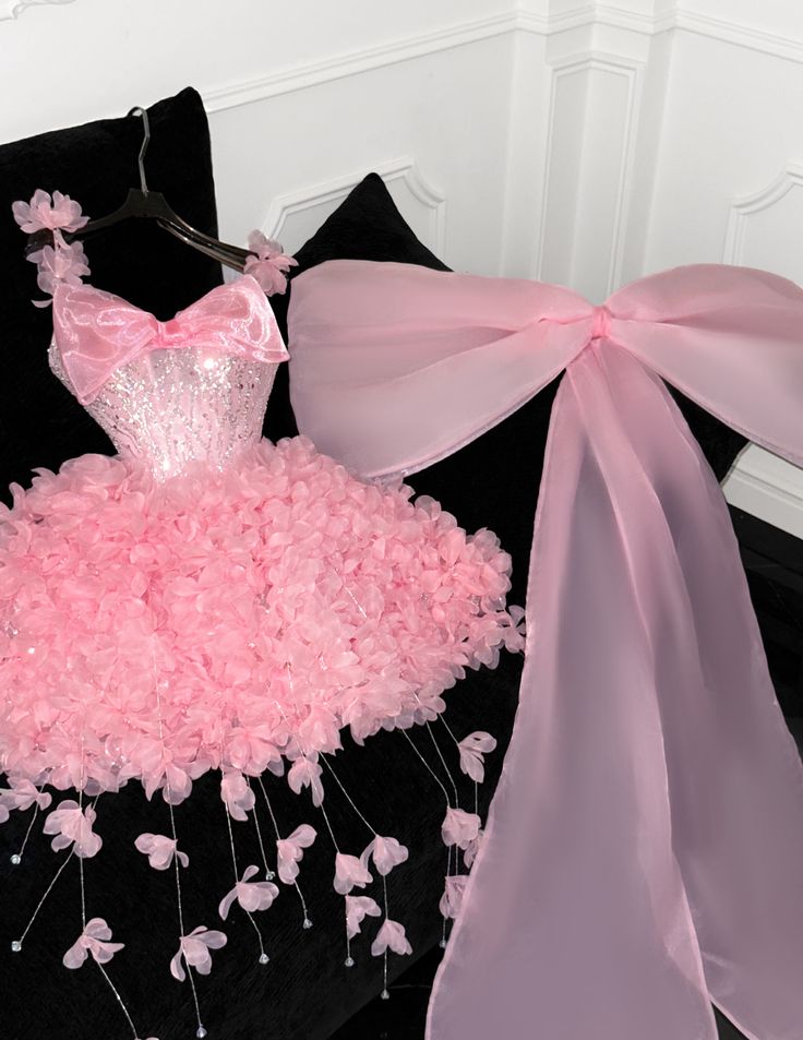 Cute Ball Gown Spaghetti Strap Pink Hoco Outftis inspo Short Homecoming Dresses With Bow RB6857