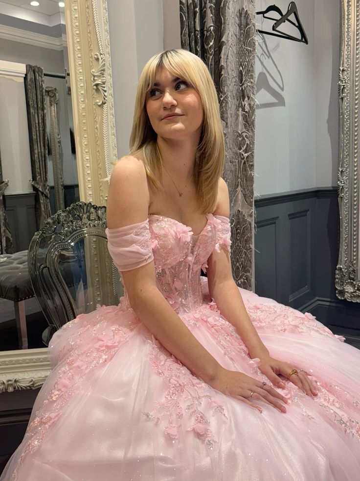 Fairy Pink Prom Dress Ball Gown Off The Shoulder Princess Long Party Evening Formal Gown RC1157