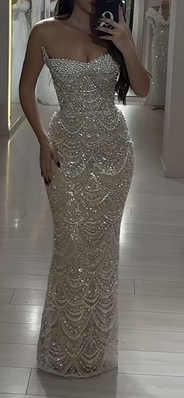 Sexy Champagne Sequin Glitters Mermaid Long Prom Dress Evening Dress For Teens AB1627