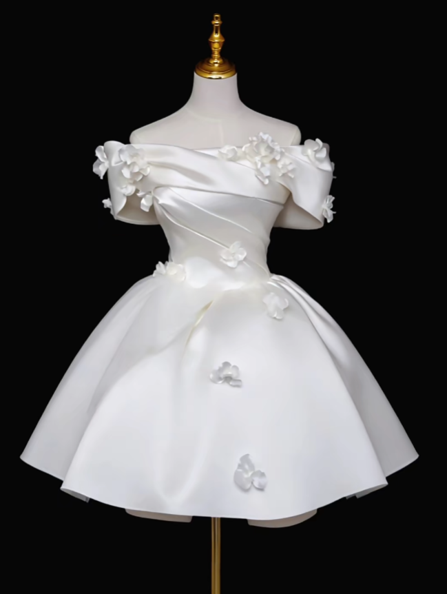 Cute Ball Gown Off The Shoulder White Mini University Ideas Homecoming Dress Inspo Short 16th Birthday Dresses Senior Graduation Outfits RB7170