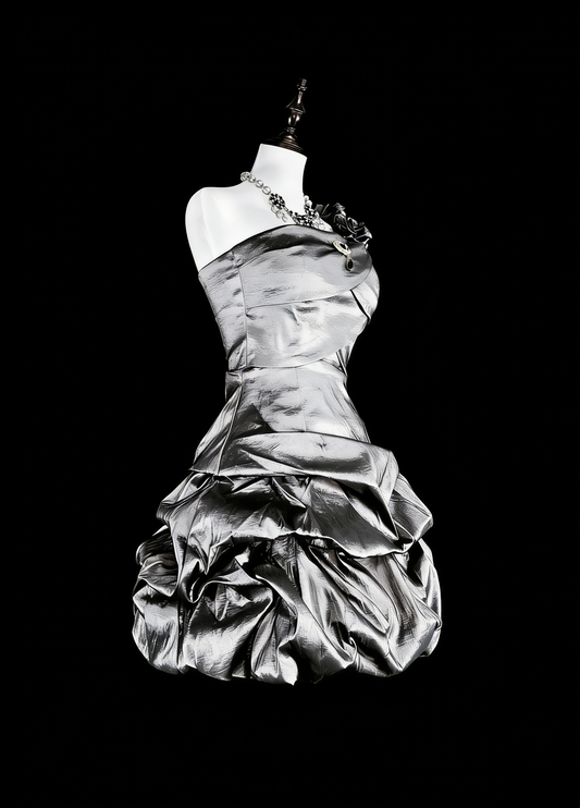 Unique Ball Gown One Shoulder Silver Gray Mini Short Homecoming Dresses Hoco Cocktail Gowns N3071