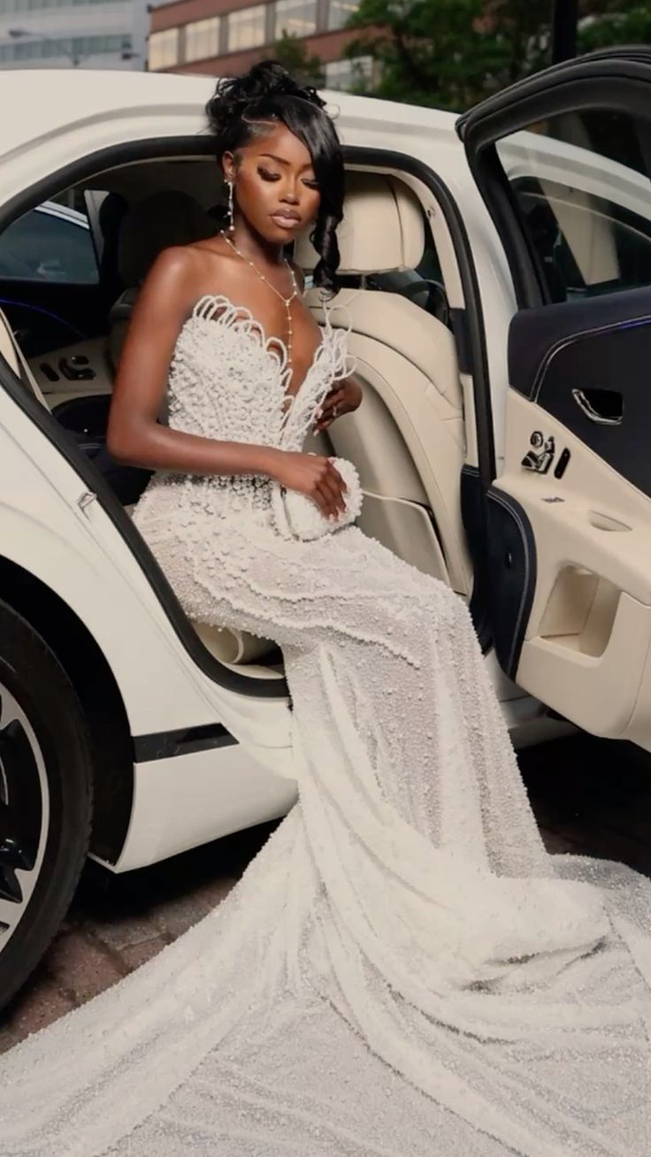 Prom Dresses ideas Sparkly Mermaid Sweetheart White Formal Party Gown 8th Grade Dress RC0894