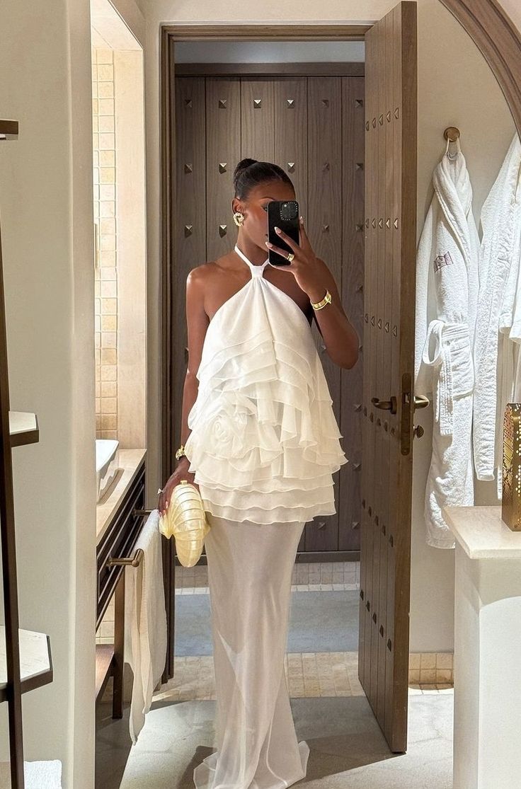 Modest Sheath Halter White Chiffon Long Evening Spring Summer Beach Formal Wedding Guest Dress N2781
