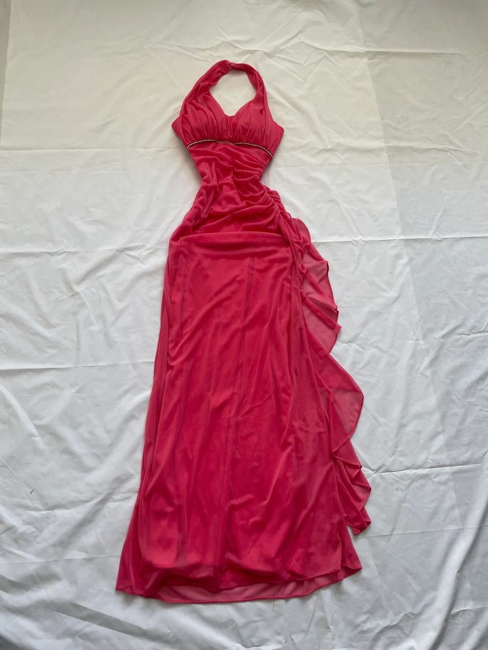 Vintage Mermaid Halter Hot Pink Chiffon Beads Women Party Dresses Long Formal Prom Dresses 22th Birthday Gown AB1309