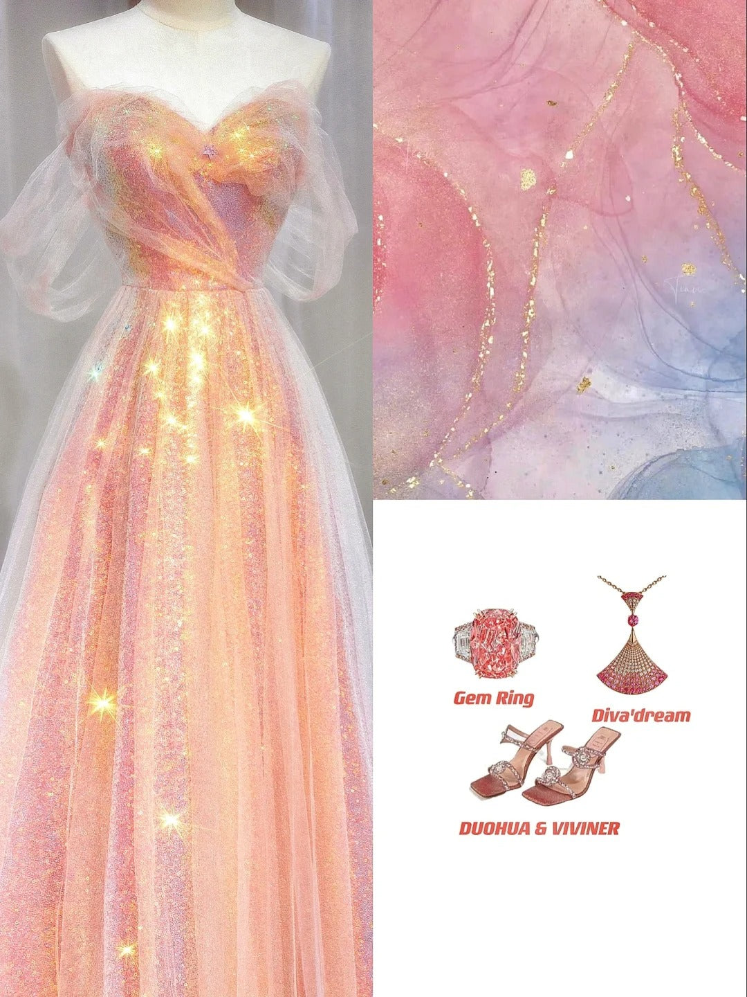 Gorgeous A line Off The Shoulder Pink Sequined With Short Sleeves Formal Evening Dress Gowns Long Prom Dresses N721