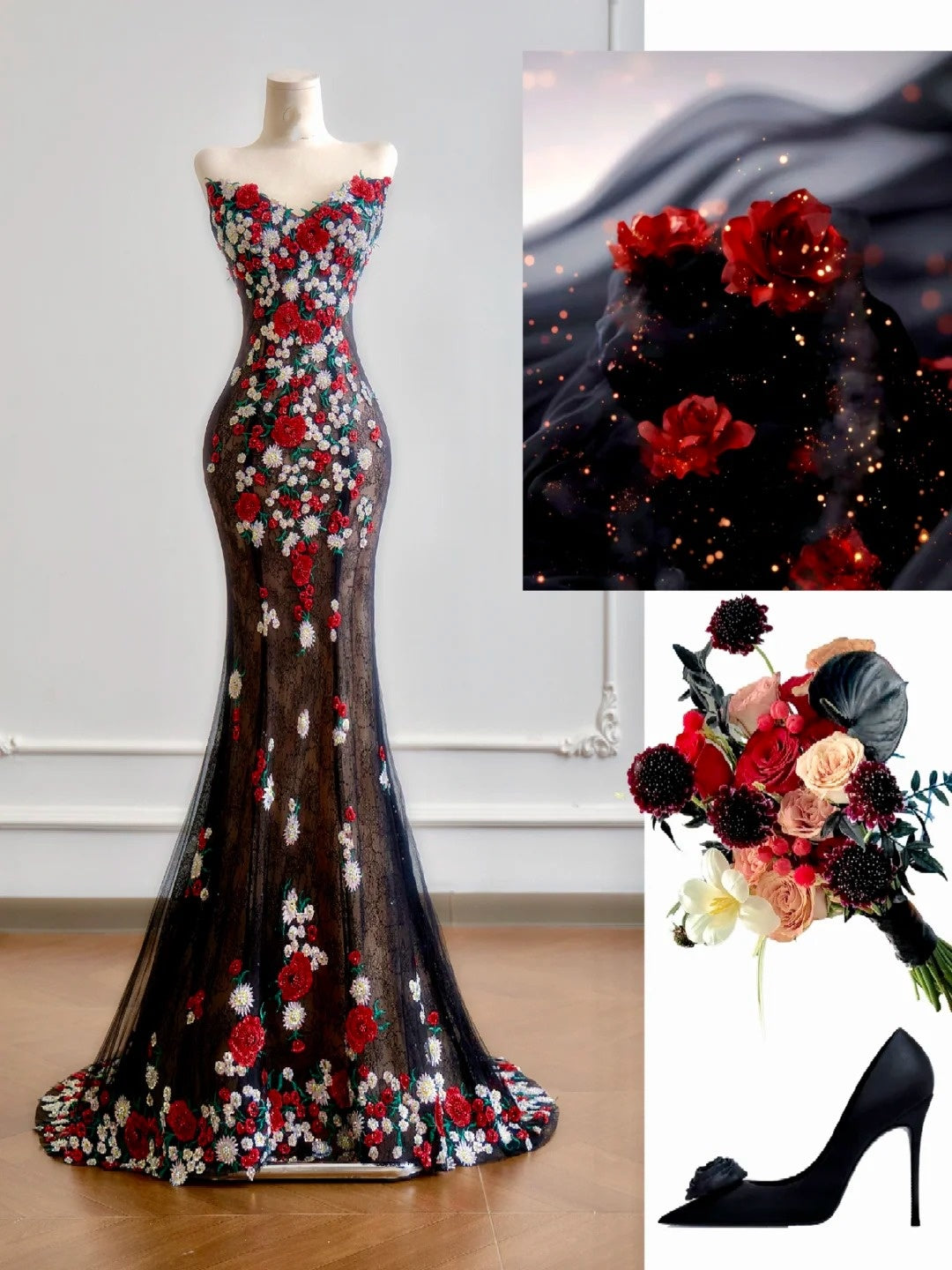 Modest Mermaid Sweetheart Black Tulle With Appliques Long Prom Dresses Impress 18th Birthday Outfits Party Gown N344