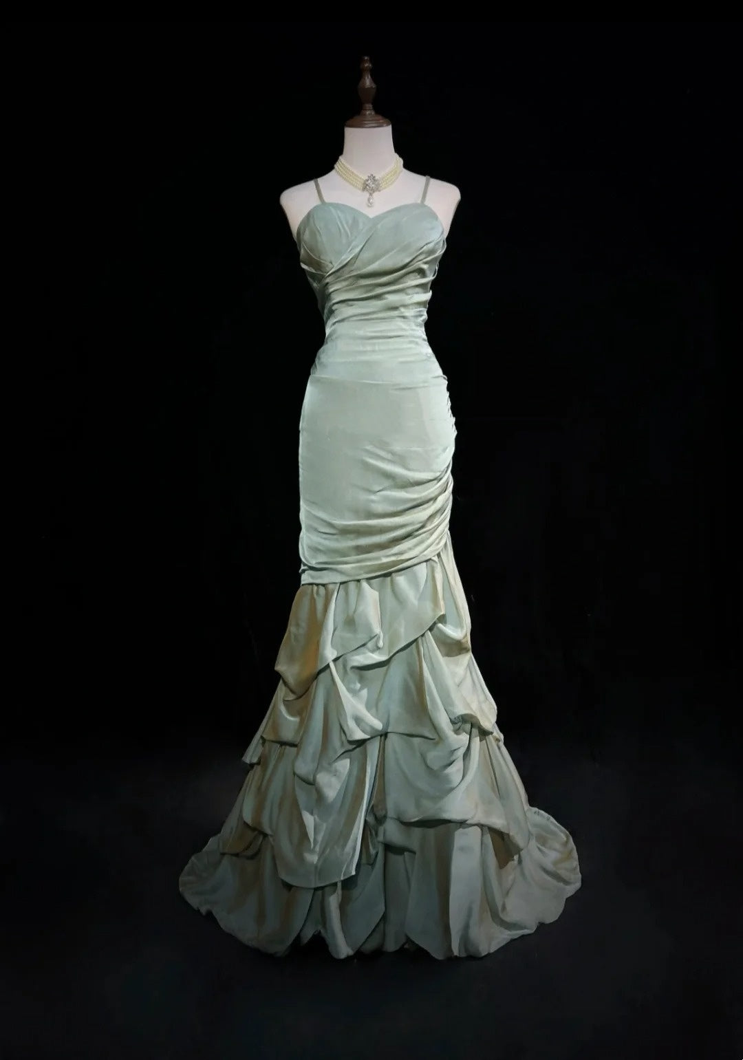 Vintage 1980s Prom Dresses Mermaid Spaghetti Strap Floor Length Light – RubyFashionDress