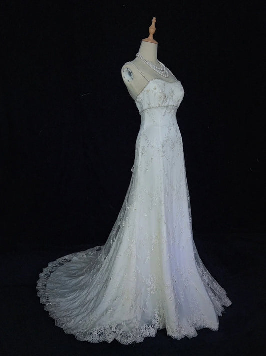Vintage Wedding Dresses Inspo Mermaid Spapghetti Strap White Long 1980s With Lace Wedding Gowns N3367