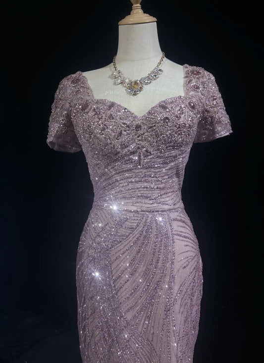 Beautiful Prom Dresses Mermaid Sweetheart Sequined With Slit Beaded Long Formal Gown N2929