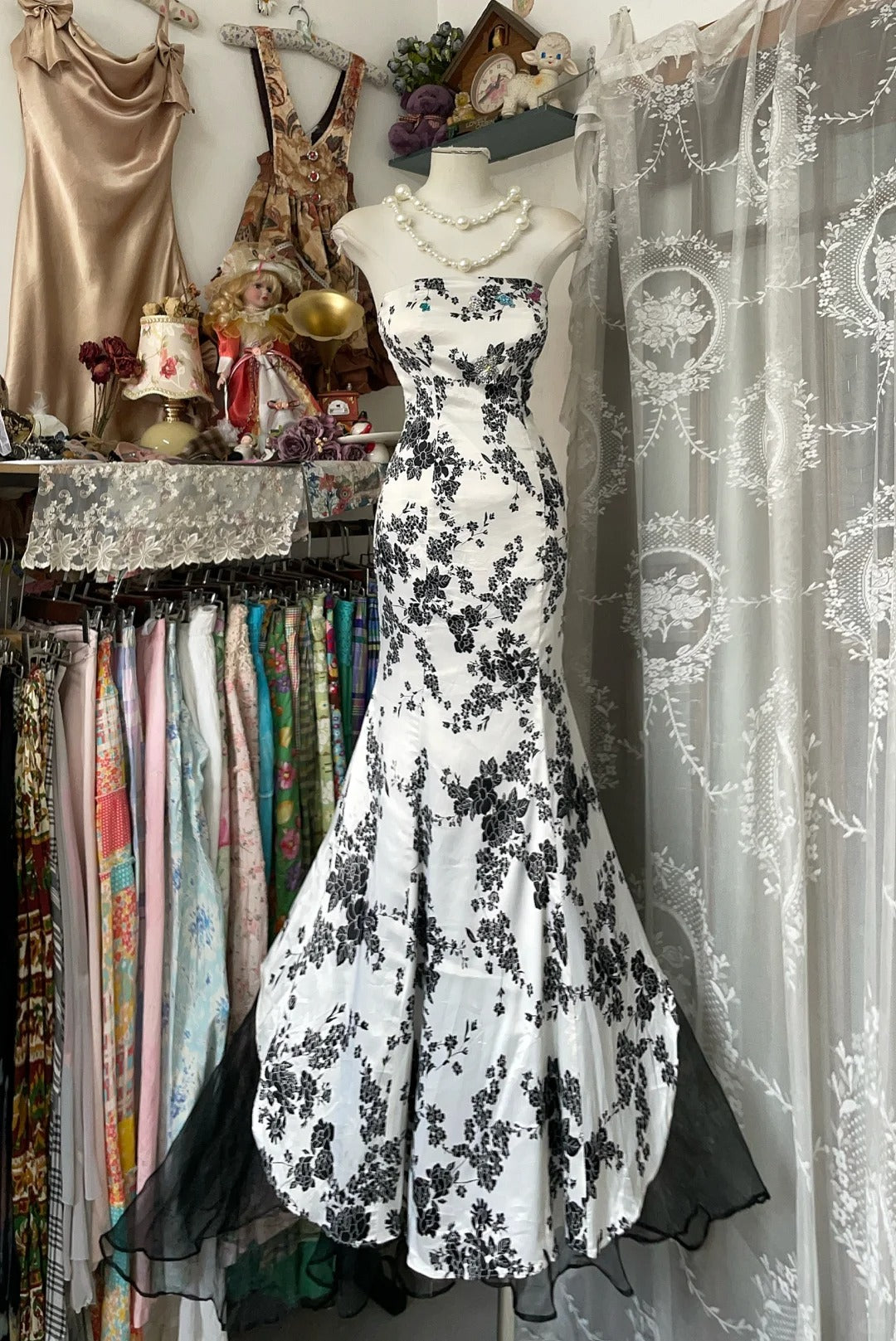 Elegant Mermaid Strapless Satin Evening Gowns Formal Birthday Party Dress Prom Dresses N1718