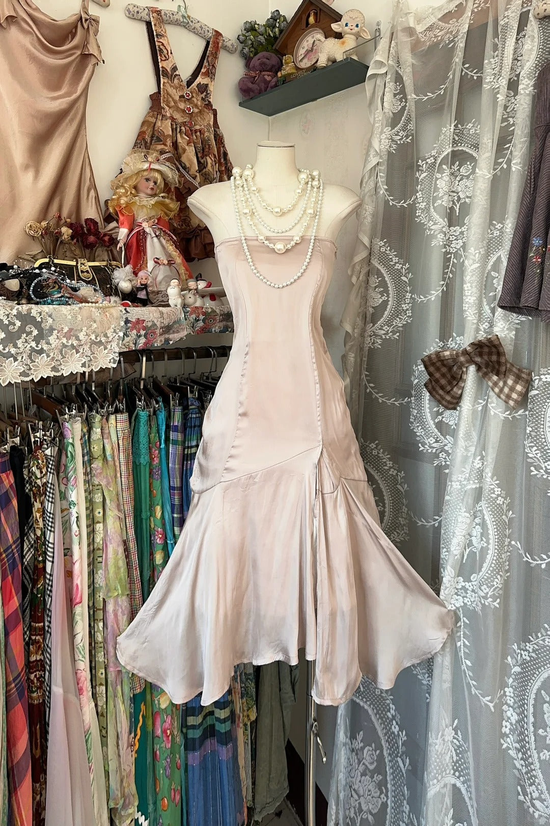 Vintage Mermaid Strapless Blush Pink Mid Length Graduation Birthday Outfits Homecoming Dresses N3751