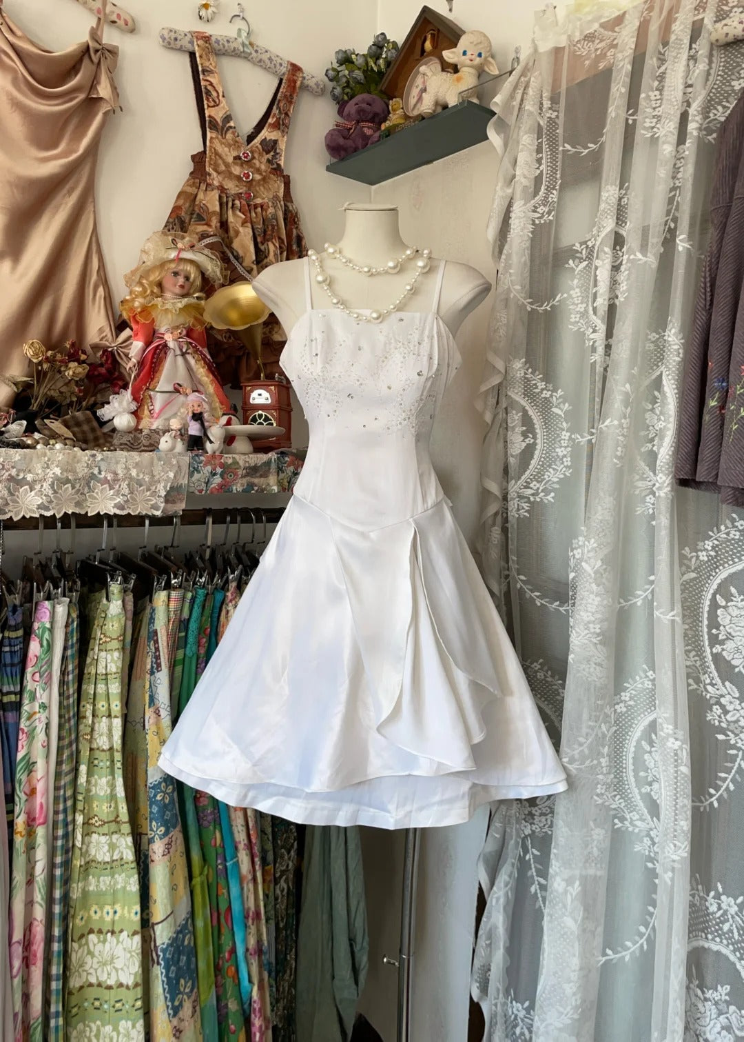 Simple A Line Spaghetti Strap White Satin Short Mini Graduation Birthday Gown Homecoming Dresses N3752
