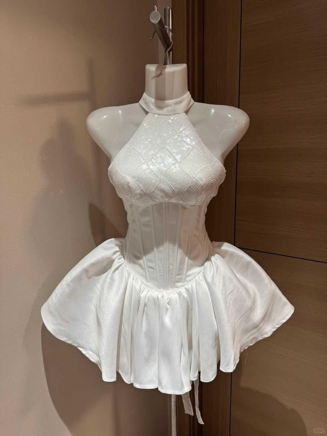Cute Ball Gown High Neck White Sequin Night In Rio Inspo Hoco Dress Ideas Homecoming Dresses RB4032