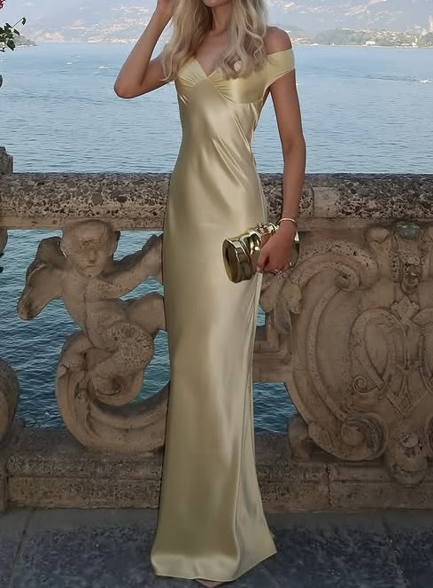 Simple Prom Dresses Inspiration Mermaid Off The Shoulder Pleated Yellow Evening Gown Long Gala Formal Dress RC1479