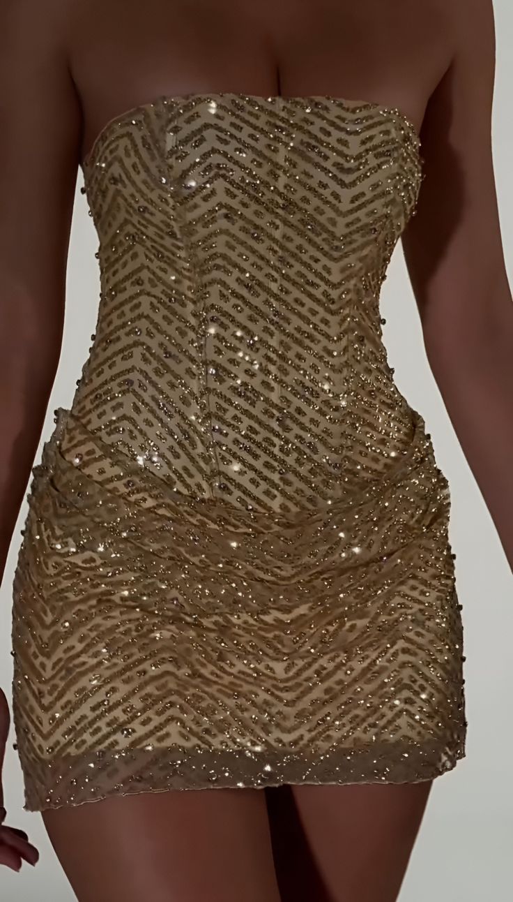 Sparkly Sheath Strapless Gold Sequin Mini Senior Inspo Graduation Short Homecoming Dresses N4726