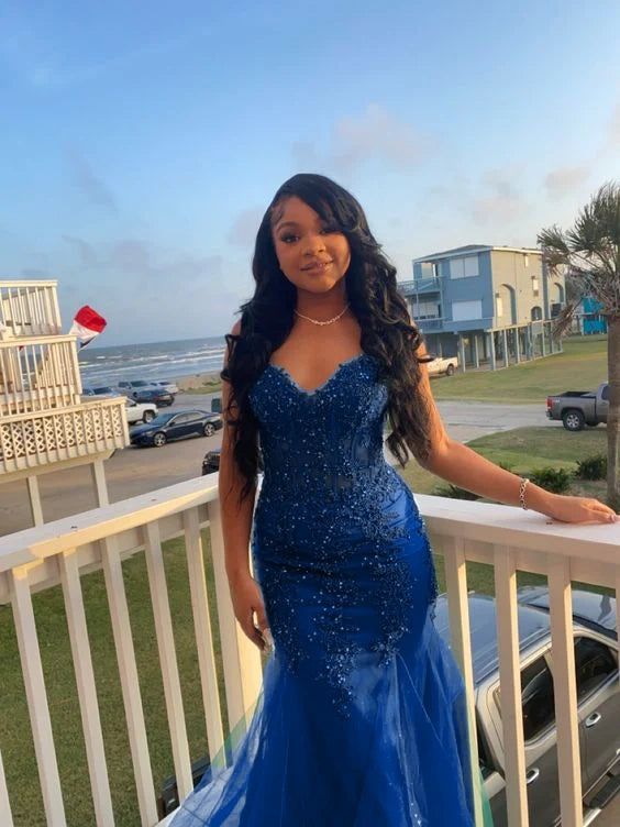 Dark Green Mermaid Tulle Lace Prom Dress Winter Gown Semi Formal Grad Long Prom Dress For Teens AB1994