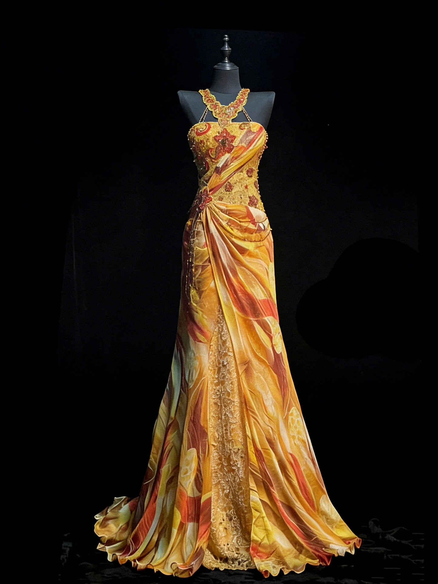 Modest Mermaid Halter Yellow Chiffon College Formal Outfit Long Prom Graduation Dresses For Teens N1200
