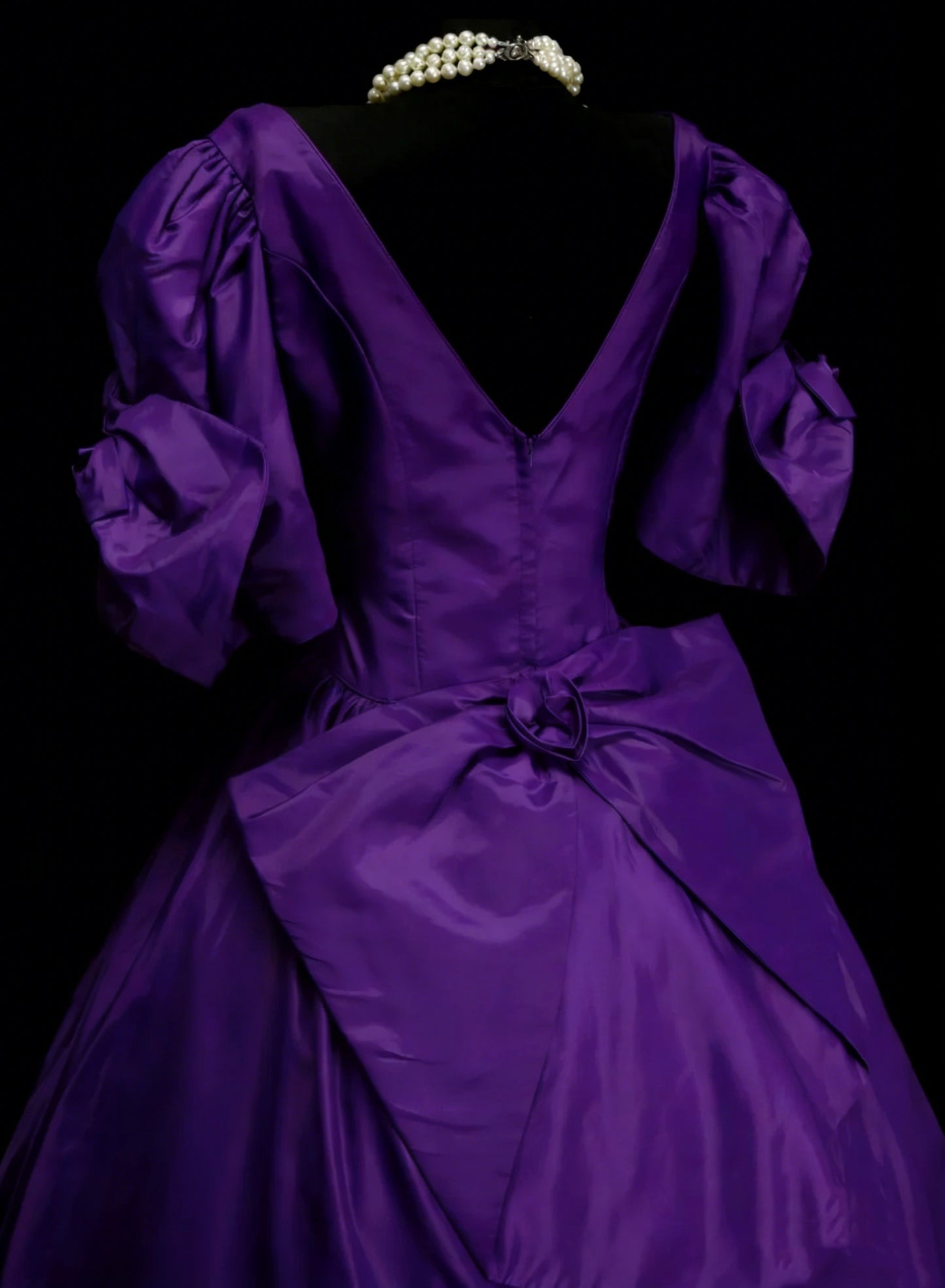 Vintage Prom Dresses Aesthetic 1950s Retro Ball Gown Purple Mid Length Satin Party Dress N2129
