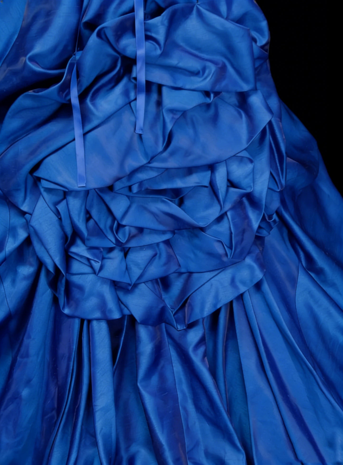 Vintage Ball Gown Strapless Royal Blue Satin With Ruffles 3D Flowers Sweet 16 Dresses Quinceanera Dress Long 15 Vestidos De Fiesta N1454