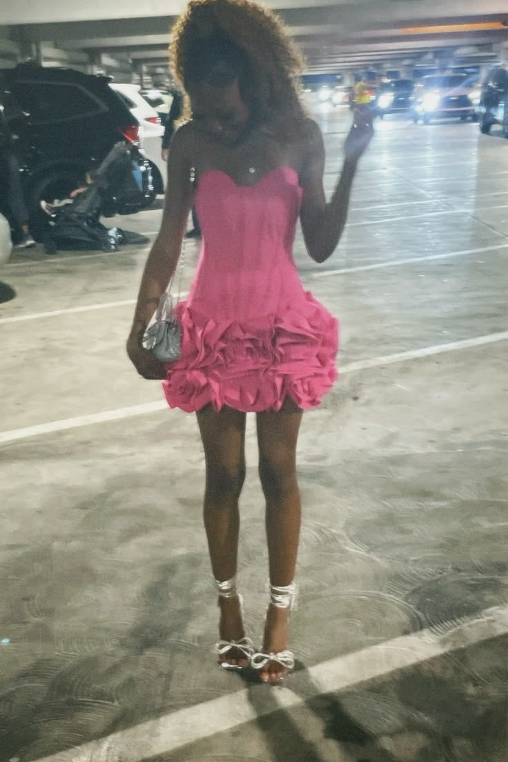 Sexy Sheath Tight Bodycon Sweetheart Pink With Ruffled Mini Short Inspo Hoco Dress Ideas Homecoming Dresses RB4106
