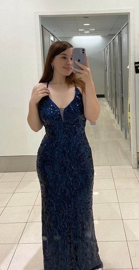Navy Blue Mermaid Prom Dress Aesthetic Halter Midnight Long Prom Dresses Dark Blue Formal Gown Inspo Evening Outfit AB728