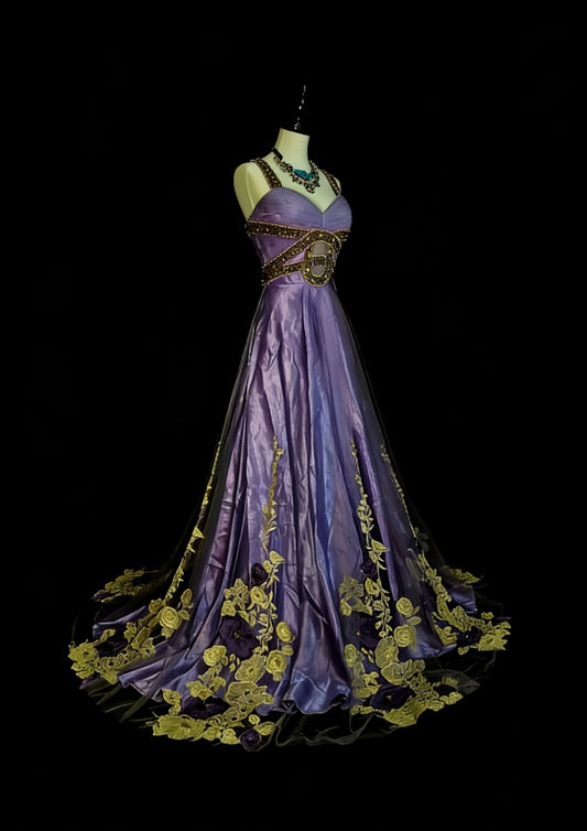 Retro A line Spaghetti Straps Grape Satin Sleeveless 70s Prom Dresses Long Formal Party Gowns N1487