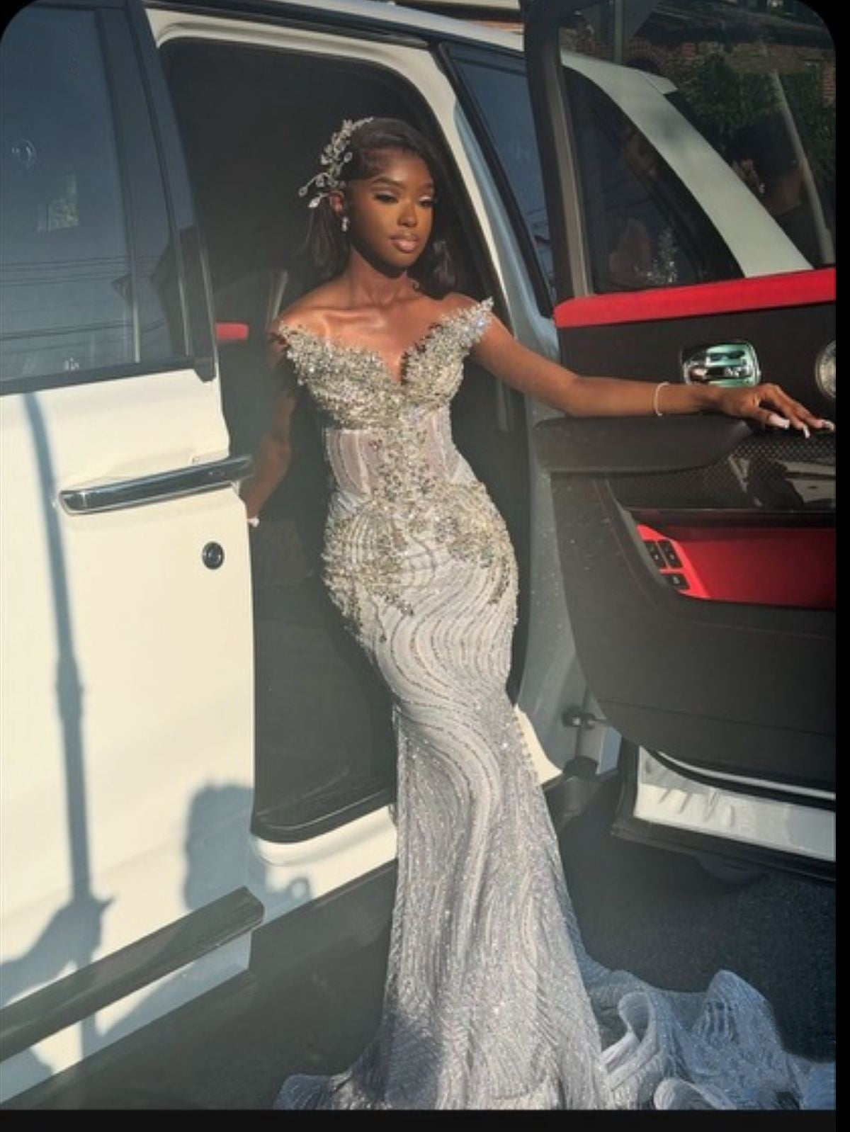 Sparkly Mermaid Strapless Sequin Silver Gray With Beading Evening Dresses Prom Dress For Blak Girls Women AB2570