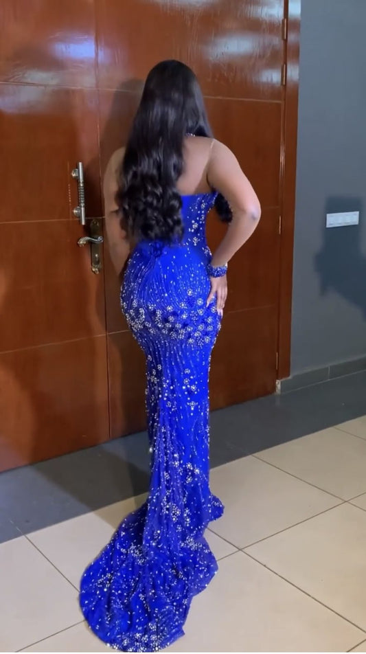 Luxurious Mermaid Sweetheart Royal Blue Sequin Prom Dress 16 Birthday Party Dress Evening Dresses AB1185