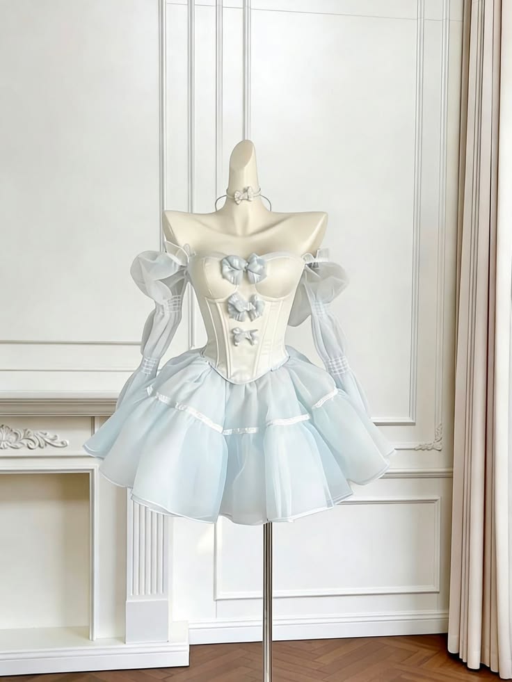 Unique Ball Gown Off The Shoulder Light Blue Short Bow Homecoming Dress Mini Cocktail Party Dresses RB6836