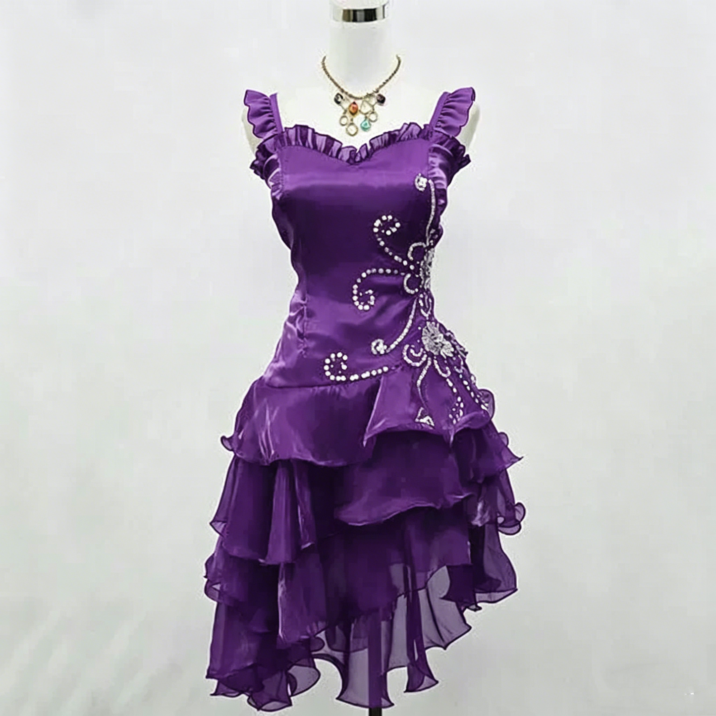 Simple Ball Gown Spaghetti Strap Purple Short Mini Party Dress Cocktail Homecoming Dresses N3909