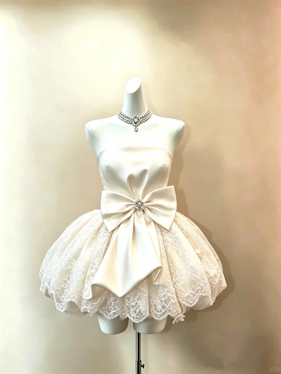 Romantic Ball Gown Strapless Ivory With Bow Lolita Dress Homecoming Dresses Hoco Outfits RB4706