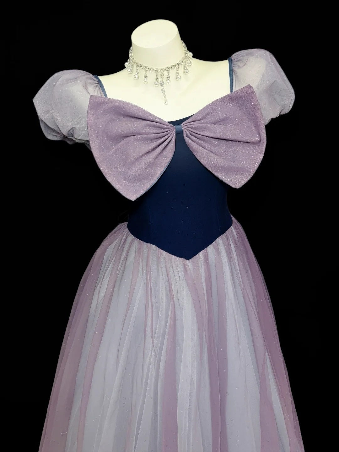 Classic A line Square Neck Grape Tulle With Bow Floor Length Prom Dresses Inspo Formal Outfits RB4462