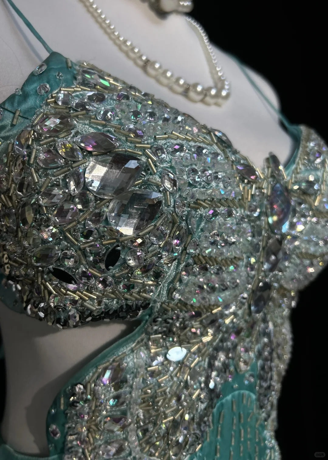Classy Prom Dresses Mermaid Spaghetti Strap Backless Tiffany Blue Chiffon With Beaded Long Formal Evening Outfits N3708