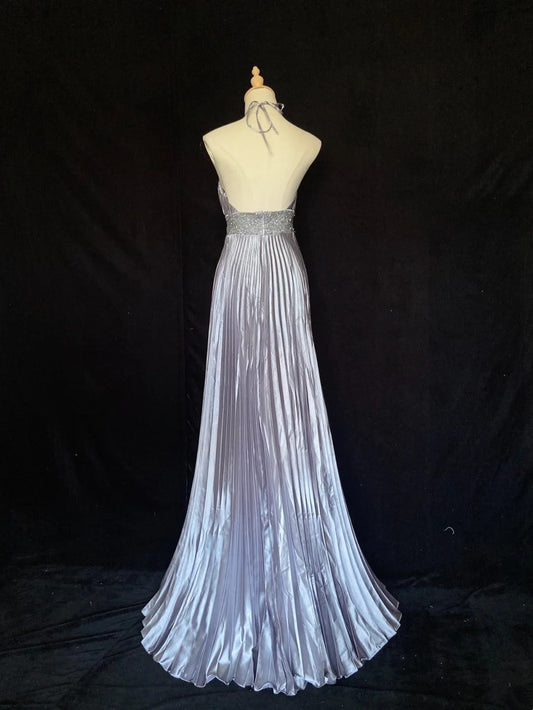 Vintage Prom Dresses Inspo A line Halter Folded Gray With Ruffled For Women Formal Dress N3246