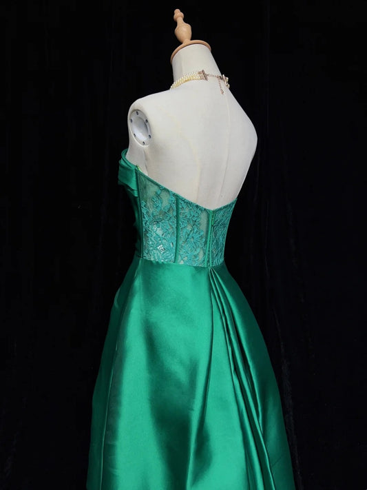 Charming Prom Dresses Ball Gown Strapless Green With Pleated Long Formal Evening Dress N3902