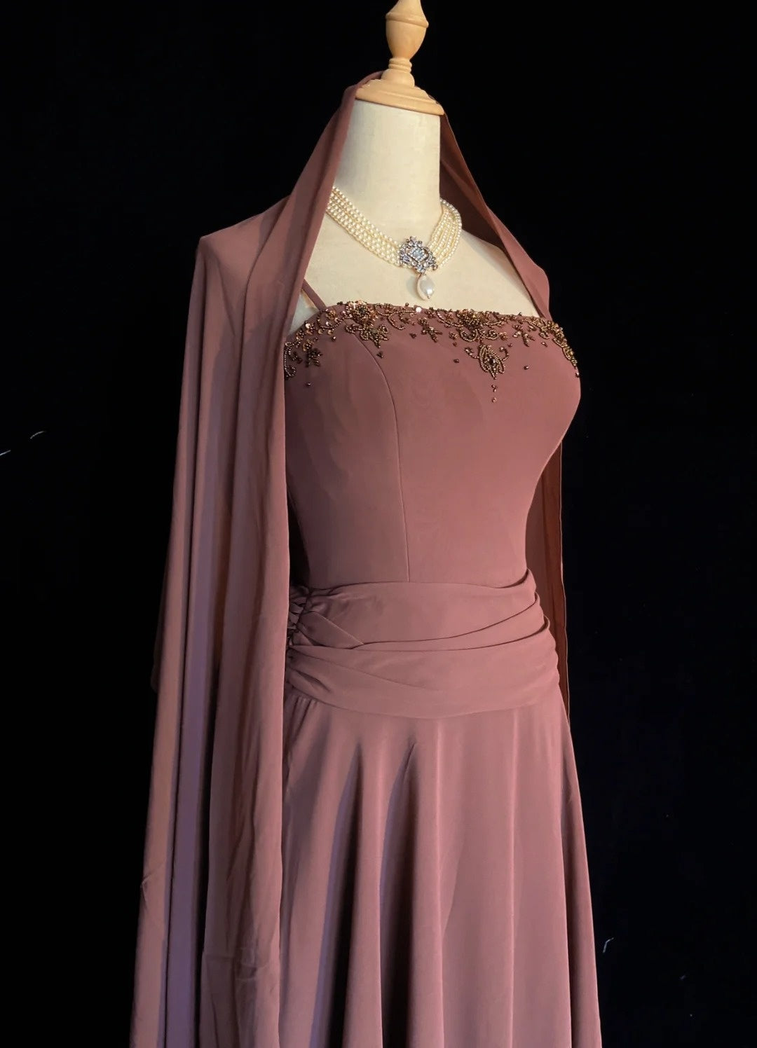 Vintage Prom Dresses 80s A Line Spaghetti Strap Chiffon With Cape Evening Outfits N3465