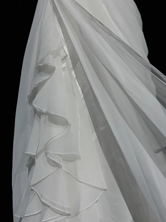 Unique Wedding Dresses Sheath One Shoulder Chiffon White Long Bridal Gown N3105