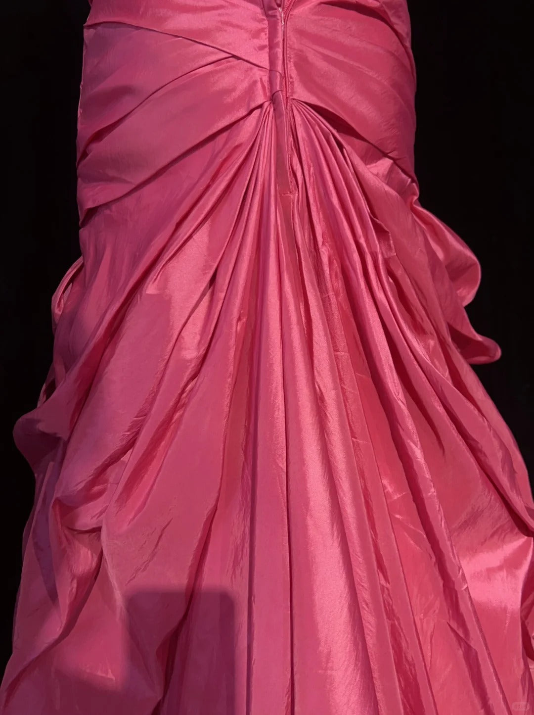 Vintage Prom Dresses Mermaid Strapless Hot Pink Satin With Tiered Layers 90s Long Evening Gown N2915