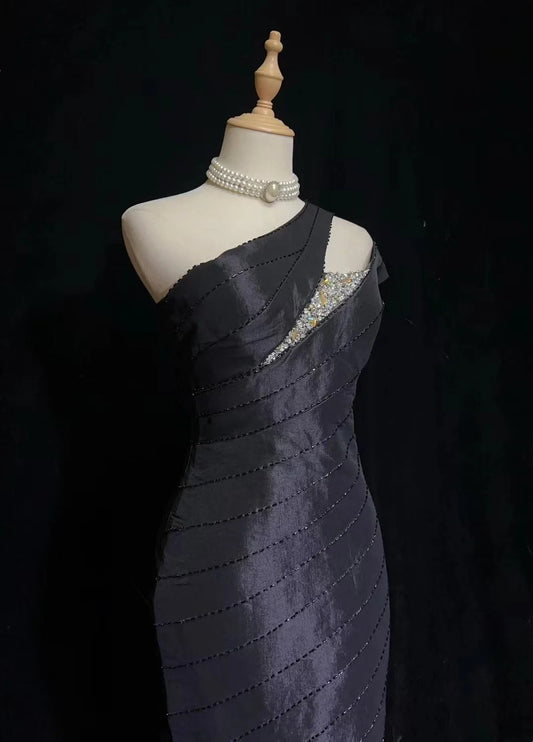 Vintage Sheath One Shoulder Black Y2K 2000s Short Mini Party Senior Homecoming Dresses N3132