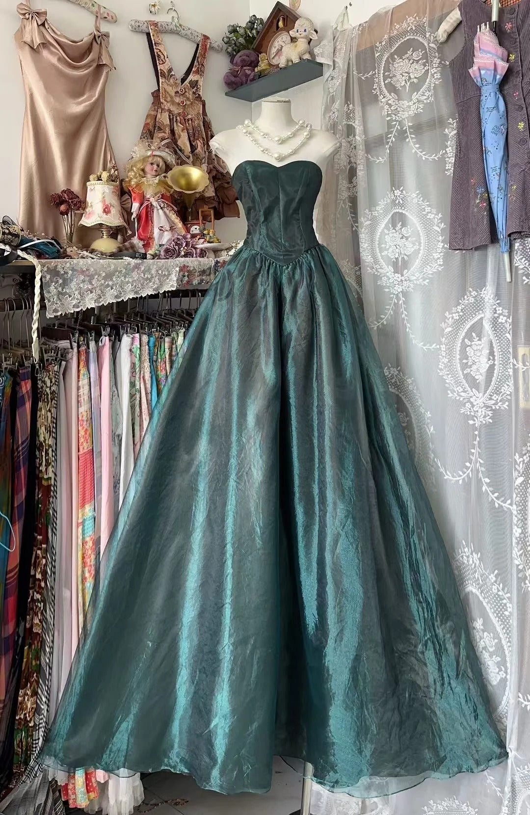 Modest Ball Gown Sweetheart Dark Green Long Prom Dresses Inspiration Party Gowns Princess Formal Dress N1288
