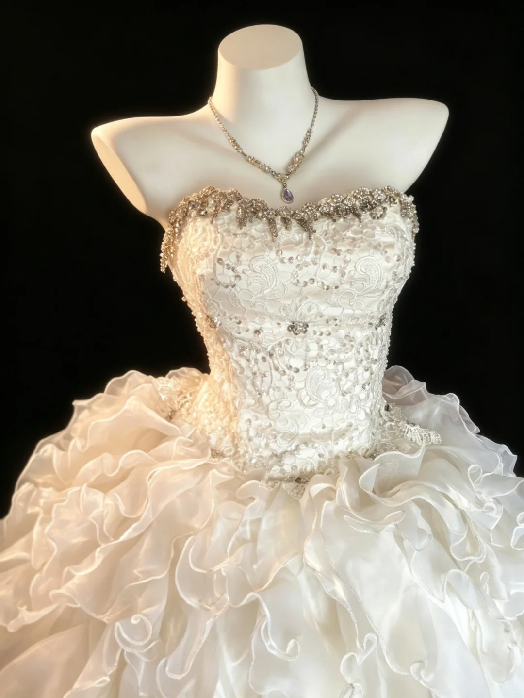 Princess Ball Gown Strapless Ruffled Layers Tiered With Beading Sweet 16 Dresses Quinceanera Dress N4181