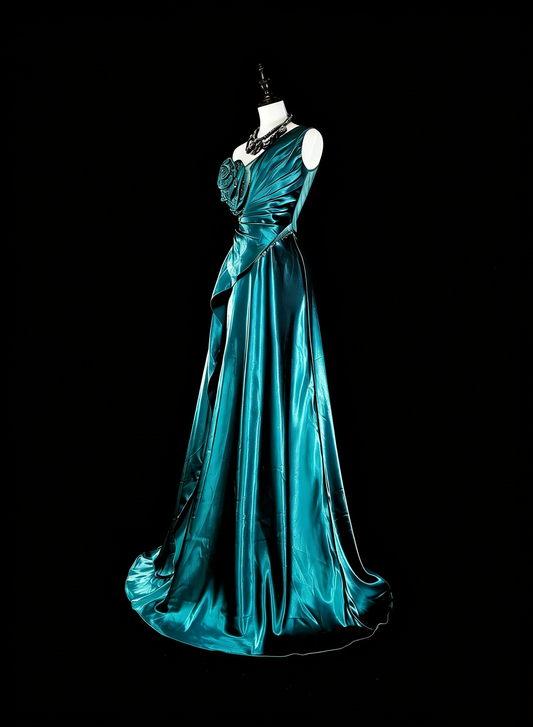 Vintage Prom Dresses Aesthetic 1950s Retro Classy A Line Dark Green Long Inspo Formal Gowns N1992