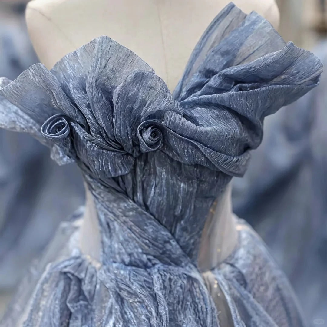 Princess Ball Gown Off The Shoulder Dusty Blue Quince Dress Long Sweet 15 16 Quinceanera Dresses Vestido de princesa RB4476