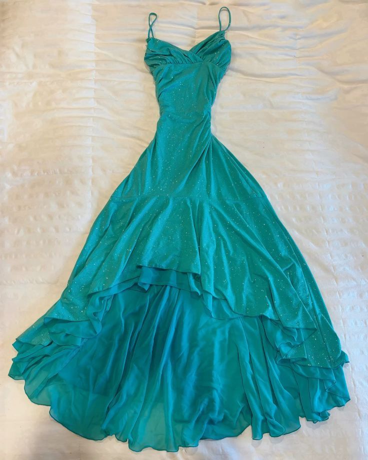 Classy Mermaid Spaghetti Strap Blue High Low Prom Dress Aesthetic For Teens Formal Dresses Party Outfits Prom Gown AB1186