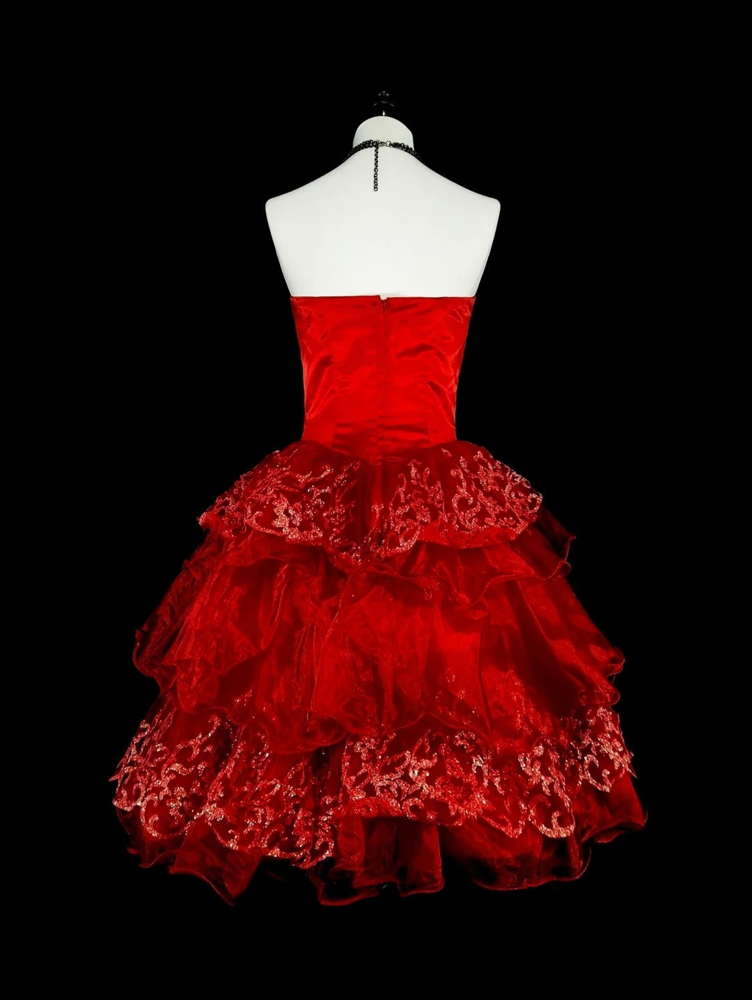 Unique Ball Gown Strapless Lace Red Inspo Vintage Fashion 2000s Hoco Gowns Short Inspo Homecoming Dresses N2012