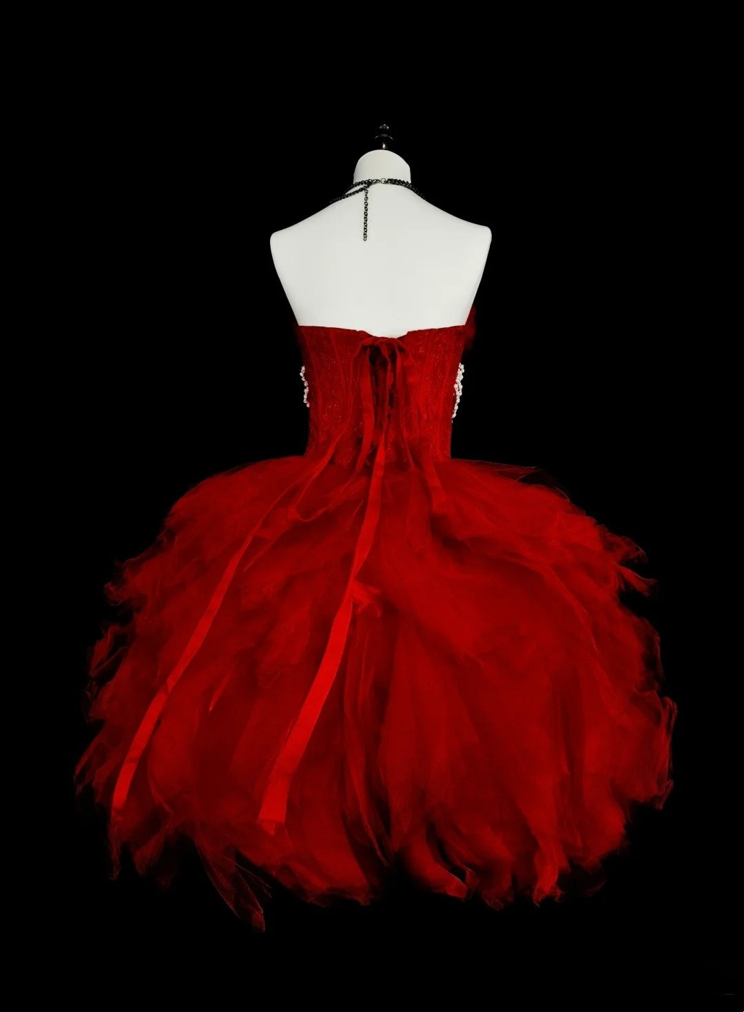 Unique Ball Gown Strapless Tulle Red Inspo Vintage Fashion 2000s Hoco Gowns Short Inspo Homecoming Dresses N2017