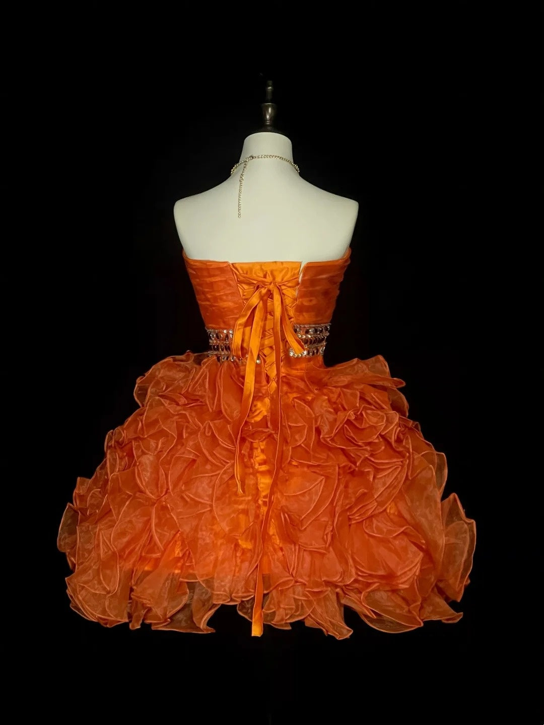 Unique Ball Gown Strapless Orange Tulle Inspo 2000s Hoco Gowns Short Inspo Homecoming Dresses N1368