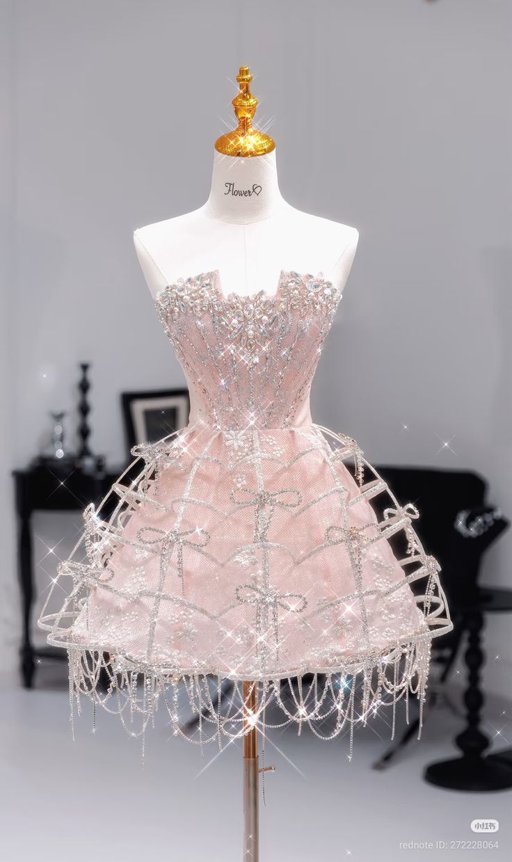 Sparkle Ball Gown Strapless Pink Sequined Party Dress Short Mini 18th Birthday Dresses Hoco Outfits RB3504