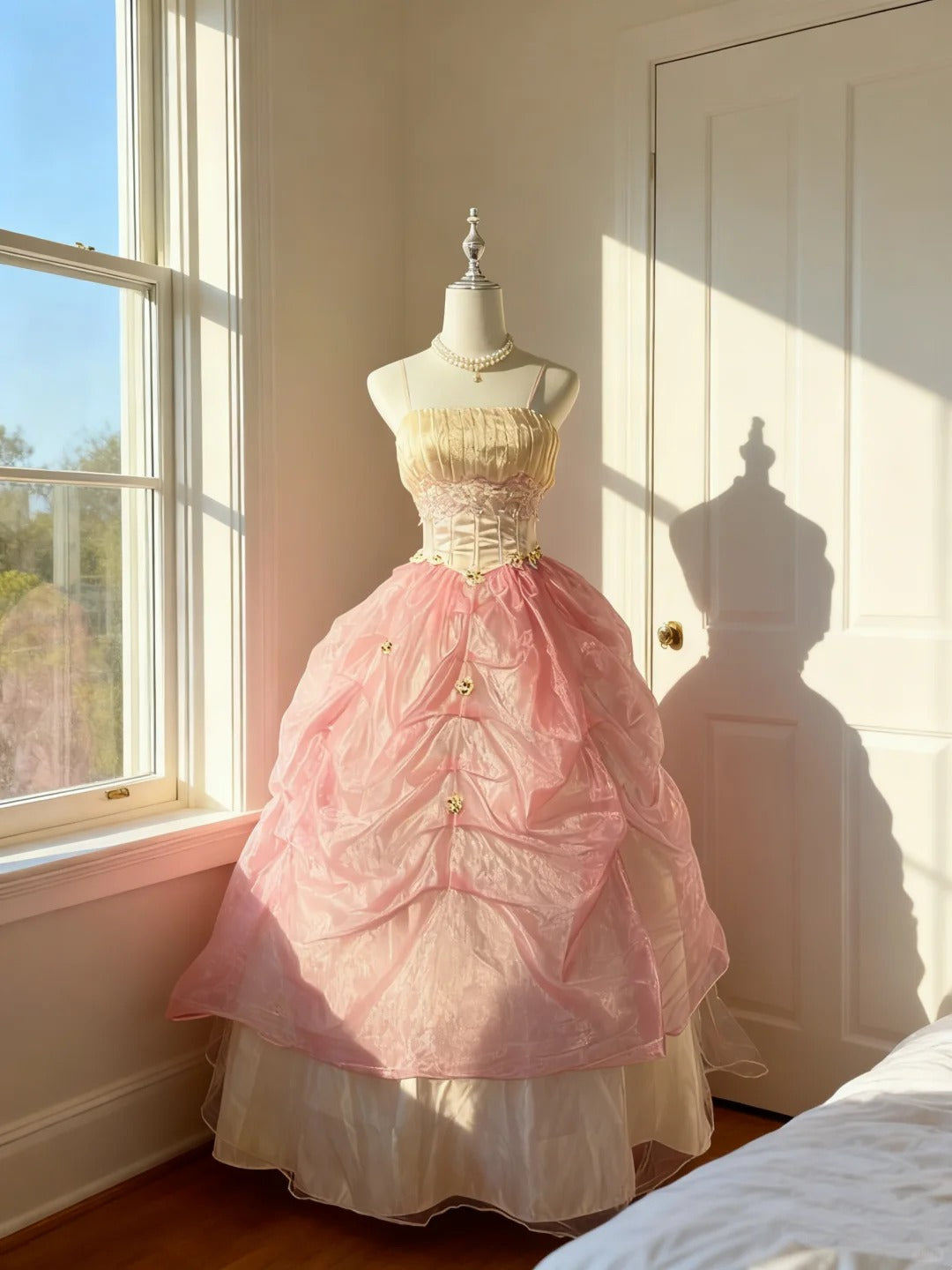 Stunning Ball Gown Spaghetti Strap Pink Quince Dress Long Sweet 15 16 Quinceanera Dresses Vestido de princesa RB4493
